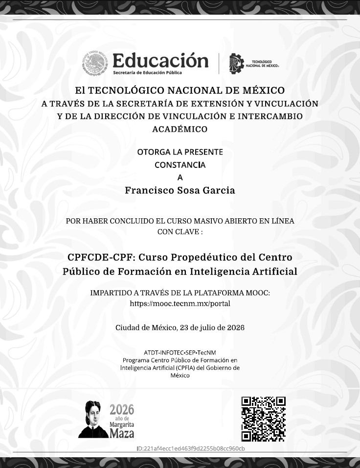 Curso Propedéutico del Centro Público de Formación en Inteligencia Artificial (TecNM)